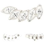  Mini Cluster Formato Navete c/ 05 Pedras CZ Lapidadas 