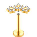  Labret Com 03 Florzinhas Cravejadas Em Pedras Zirconia