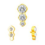 Labret 03 CZ Naturais Decrescentes Cravejadas Em Titânio / Pvd Gold 