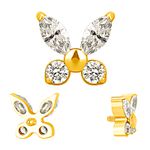 Labret 2 Marquise Com 2 Cz Redondas Fomando Borboleta