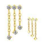 Labret Com Pedras CZ Trapézio Com 3 Correntinhas Irregulares