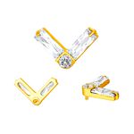  Labret- 02 CZ Retangulares e uma Pedra Redonda Cravada em Titanio 