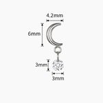 Labret Lua Crescente Com Pedra Zircônia Confeccionado Em titânio astm f136