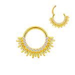 Argola Sol Articulado Cravejado de Pedras Zircônia na Parte Frontal