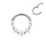 Argola Titanio Segmentada Com 07 Pedras Quadradas Em Zircônia Natural