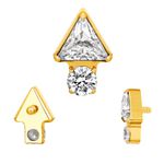  Labret Pedra CZ Triangular Com uma Redonda Cravada (Mini 0.48mm x 4.5mm)