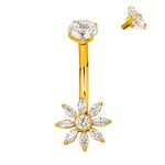 Piercing Umbigo Flor de Zircônia 8 Pétalas, com Central e Fecho Redondas