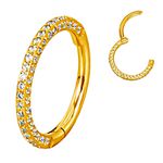 Piercing Argola Pedraria Nos 3 Lados Titânio com Cravaçã ode Pedras Swarovski