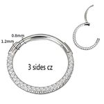  Piercing Argola Pedraria Nos 3 Lados Titânio com Cravaçã ode Pedras Swarovski