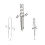 Labret, Adaga Espada / 03 Pedras Zircônia Cravadas 