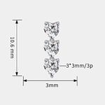Piercing Labret 3 Corações em Linha Pedra Zircônias 
