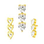 Piercing Labret 3 Corações em Linha Pedra Zircônias 