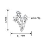 Piercing Labret Flor de Zircônia 03 Pedras Zircônias