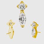 Piercing Zircônia quadrada, seguida Navete Vertical 