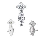 Piercing Zircônia quadrada, seguida Navete Vertical 