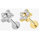 Labret Piercing Mini Florzinha Zircônias 5 Pétalas 5.5mm