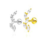 Piercing Labret Galho 5 Zircônias Lapidadas com Facetas 