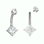  Piercing Umbigo 02 Pedras zircônia Quadradas