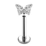  Labret Borboleta Com Pedras Lapidadas e Cravadas em Titânio 