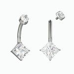  Piercing Umbigo 02 Pedras zircônia Quadradas