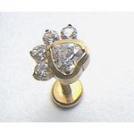  Labret Coração com 4 CZ Aredondadas Adornando 