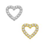 Piercing Labret Titânio / Pvd Com Coração Cravejado com Zircônias