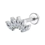 Piercing Labret 5 Pedras Formato Navete Cravadas 