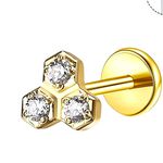 Piercing Trinity Cravejado Com 3 Pedras Zircônias Facetadas