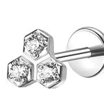 Piercing Trinity Cravejado Com 3 Pedras Zircônias Facetadas