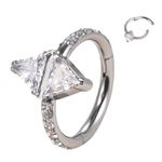 Argola Clicker Com Pedraria Swarovski Triângulo