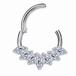 Argola Clicker Segmentada Com 07 Pedras Cz Navetes Cravadas