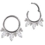 Argola Em Titanio Com 03 Pedra Navete Em Zirconia e Bolinhas Tribais