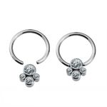 Argola Em Titanio Com 4 Pedras Zircônia