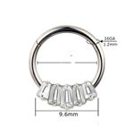 Argola Em Titanio Com 5 Pedras Cz Retangulares
