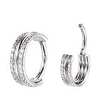 Argola Em Titânio Duas Voltas Com Pedraria Em Zirconia