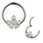 Argola Segmentada Com 03 Pedras Zirconia Modelo Navete