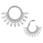 Argola Segmentada Com 11 Pedras Cz Baguetes Adornadas Com Pedras Cz Redondas