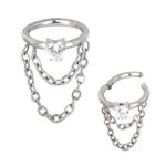 Argola Segmentada Com Pedra Formato Lagrima e Correntina Dangle