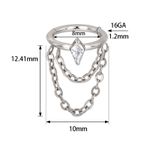 Argola Segmentada Com Pedra Losagulo Cz e Correntinha Dangle