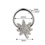 Argola Segmentada Em Titanio Formato Folha Canadense "Maple Leaf"