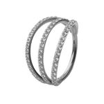 Argola Tripla De Click Cravejada Pedra Cz