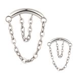 Labret Barra Titanio Polido Com 02 Correntinhas Rosca Interna