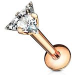 Labret Ponto de Luz Pedra Zircônia Formato Triangular Em Garra