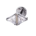 Labret Formato Triangulo Duplo, Pedra Zirconia