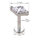 Labret Formato Triangulo Duplo, Pedra Zirconia