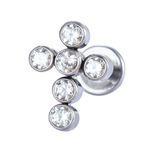 Labret Fornato Cruz Boleado Com 06 Pedras Cz