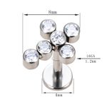 Labret Fornato Cruz Boleado Com 06 Pedras Cz