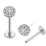 Labret Titanio Redondo Detalhado Com 9 Pedras Cz