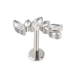 Labret Topo 03 Pedras Marquise Cz Alternadas e Cravadas Em Titanio
