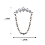Labret 05 Pedras Navetes Em Zirconia, Design Delicado Com Correntinha